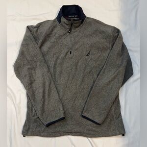 Nautica Heather Gray Quarter-zip with Navy Trim
